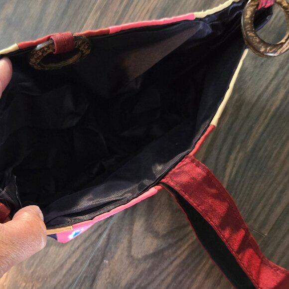 Bohemian Style Satin & Embroidery Patchwork Wristlet NWT - Picture 2 of 6